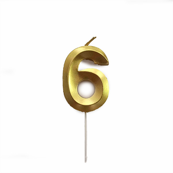 Свеча-цифра '6', 5 см, золотой
