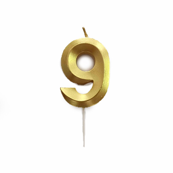 Свеча-цифра '9', 5 см, золотой