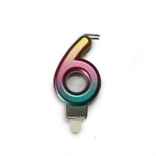 Свеча Цифра 6, радужная, 7 см