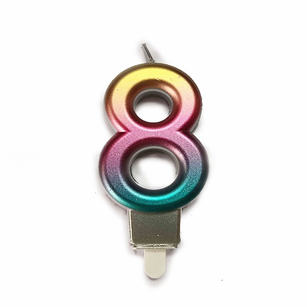 Свеча Цифра 8, радужная, 7 см