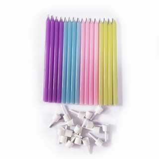 Свечи Macaroons с держателями, 16 шт в наборе, длина 10 см