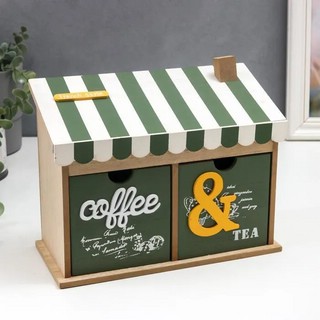 Шкатулка с двумя ящиками 'Кофе, чай' 10.5х18.5х23.5 см