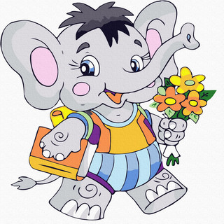 Картина по номерам 'Слоник-первоклассник' (16 цветов), 20х20 см Molly 1