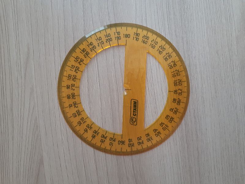 Транспортир 10см, 360° Стамм, прозрачный флуоресцентный, 4 цвета