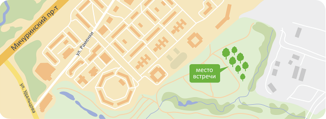 Карта места проведения субботника в Раменском парке