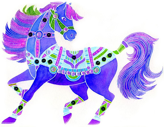 Рисунок из набора Aquarellum "Лошади". Стоимость набора: 995 руб.
