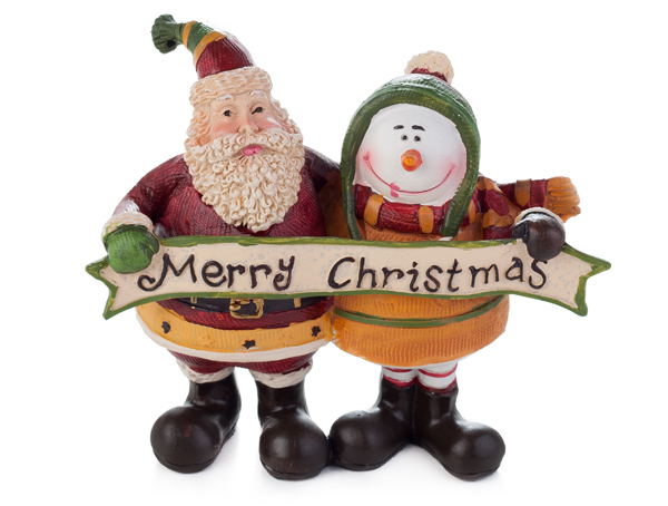 Новогодние керамические статуэтки - Дед Мороз и снеговик