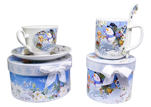 Чайная пара в подарок! Чайные пары с изображением снеговиков