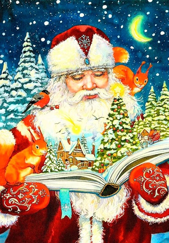 Дед Мороз читает книгу