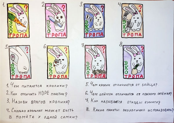 Игра ЭКОтропа или путешествие кролика из города в лес, карточки