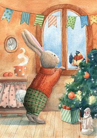 Кролик, ёлка, Новый Год!