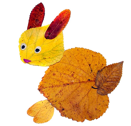 Кролик поделка из осенних листьев на конкурс осенних поделок