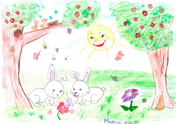 Конкурс весенних рисунков, Милена, 5 лет, апрель 2022