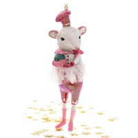 Елочное украшение Мышь в розовом