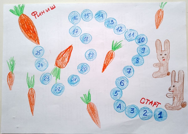 Игра-бродилка Помоги кроликам добраться до морковки