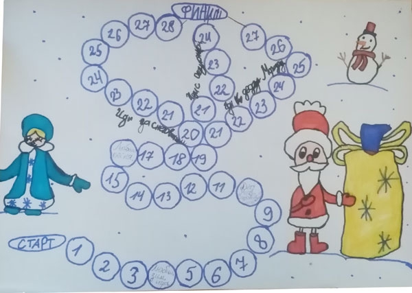 Игра Кролик и Сова добираются до финиша с помощью Деда Мороза, Снегурочки и Снеговика