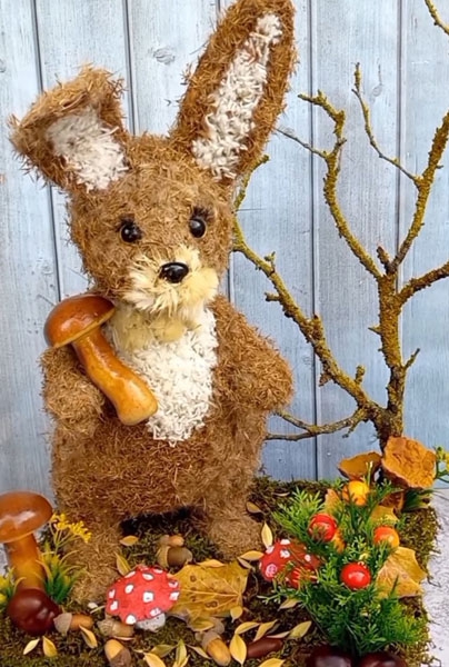 Конкурс осенних поделок: Осенний кролик из сухоцветов