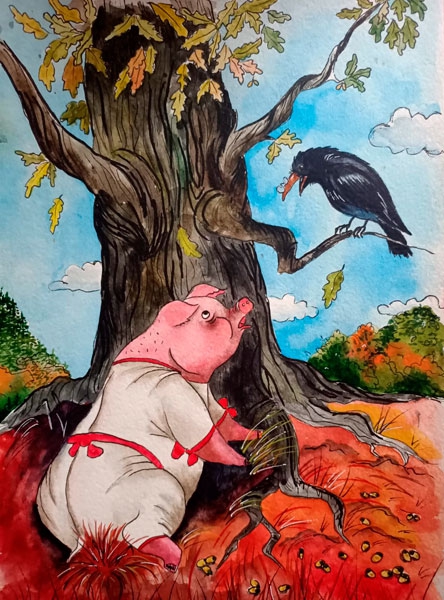 Конкурс рисунков на обложку книги: Свинья под дубом