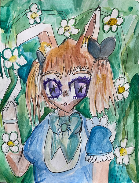 Конкурс нарисуй кролика в стиле аниме, Порозовав Настя 2