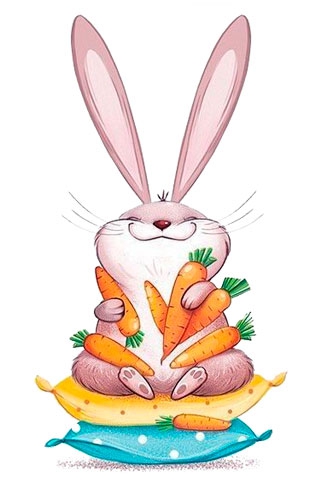 кролик на подушках с морковками