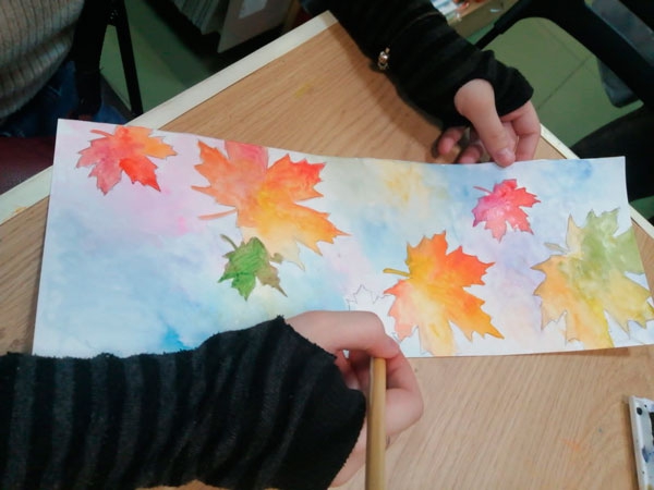 Мастер-класс Рисунок акварелью, осенние листья