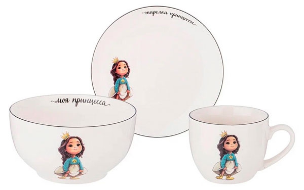 Детский набор посуды &#x27;Принцесса&#x27; 3 предмета, LEFARD