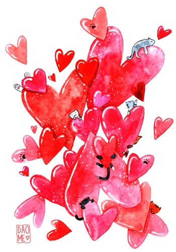 Открытка "Коты и сердечки", издательство "Место простых чудес"