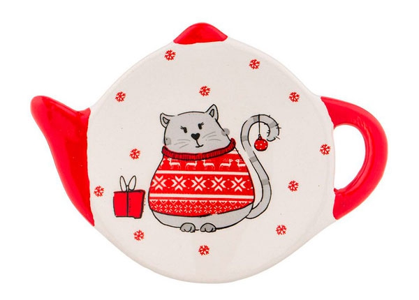 Новогодняя посуда: подставка для чайных пакетиков "Christmas Cat" от Lefard