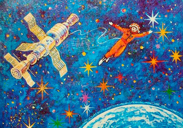 Детский рисунок Полет в космос