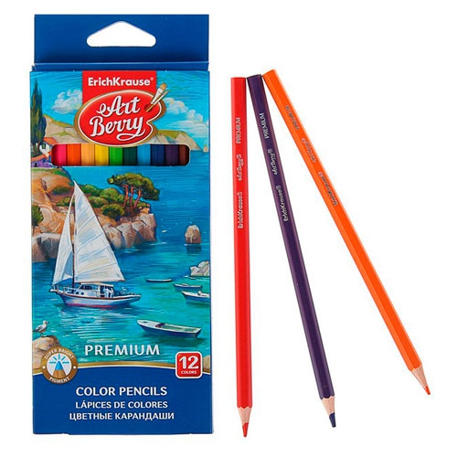 Шестигранные цветные карандаши Erich Krause ArtBerry Premium, 12 цветов