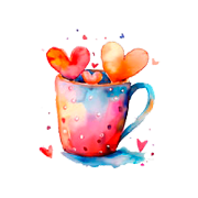 чашка с сердечками