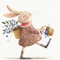 Кролик с цветами и подарками