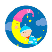 Малыш спит на Луне.