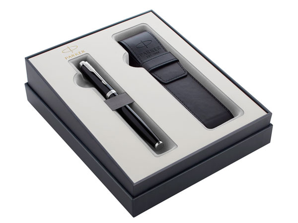 Набор Parker IM Black CT: ручка перьевая 1.0мм с чехлом из экокожи, в подарочной упаковке